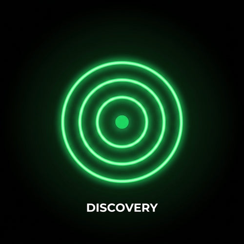 Discovery Campaign — neon radar emblem